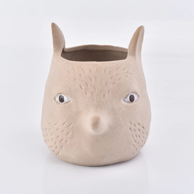 High quality creativity ceramic candle holder lovely pink animal shape clay container home decoration 