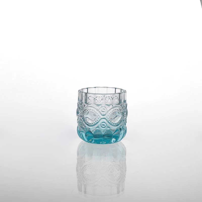 glass candle holders with color in bottom