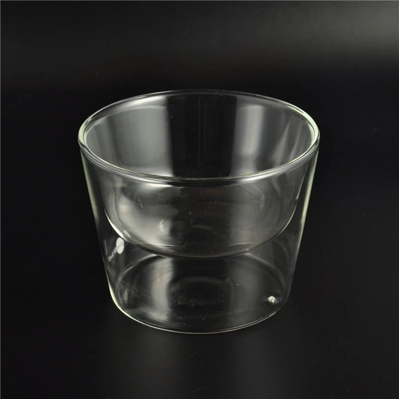Mouth blown borosilicate glass double wall glass cup