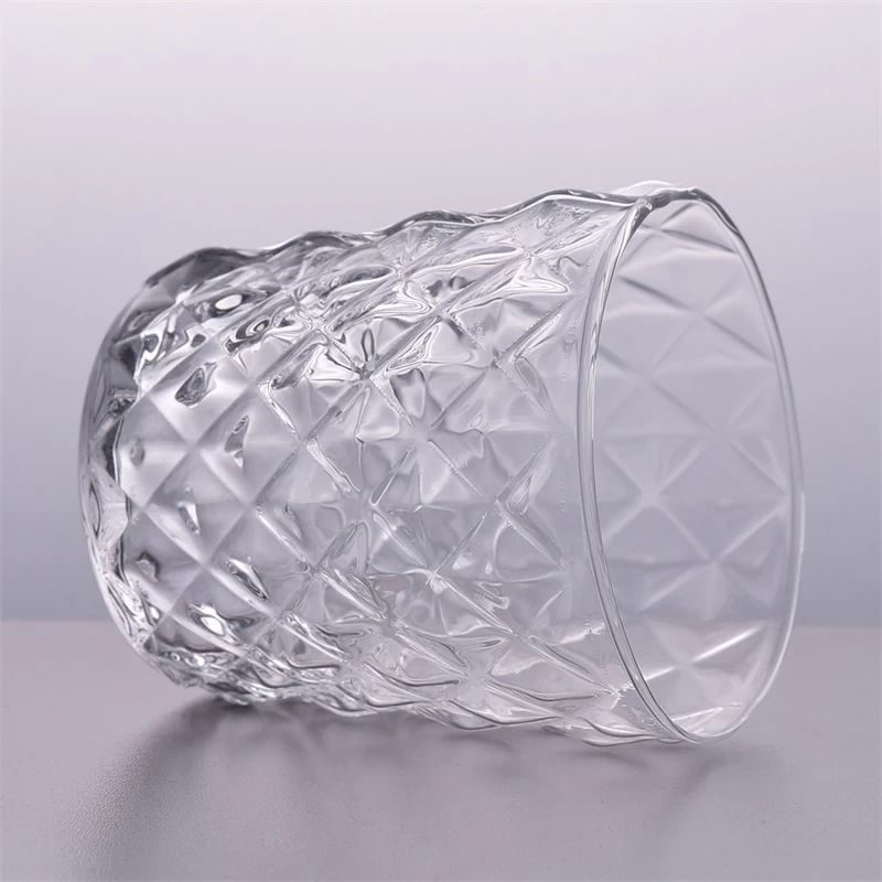 7.5oz glass candle holders supplier with diamond pattern