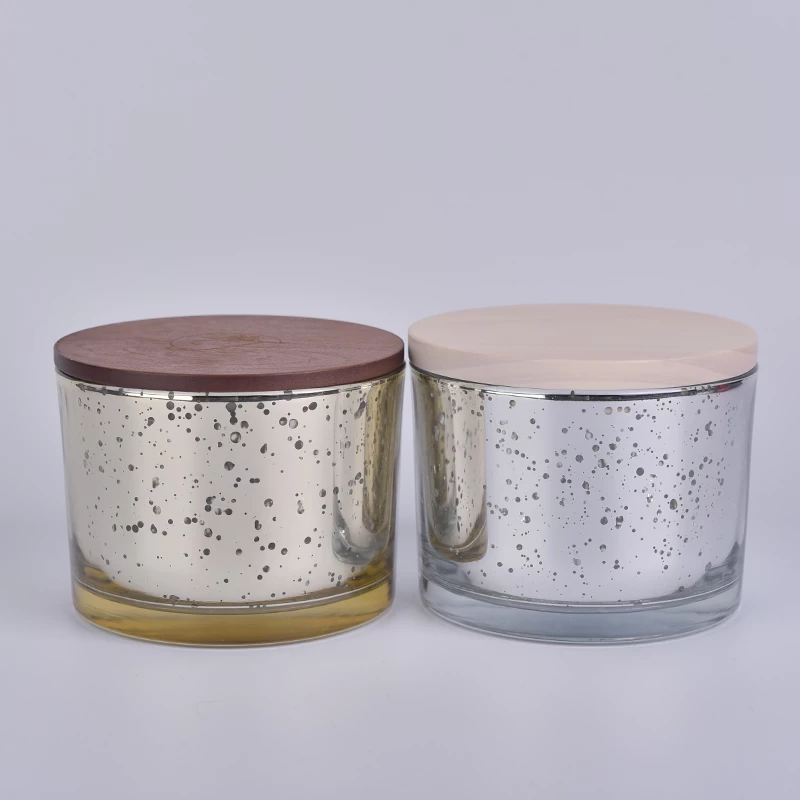 Stock cheap 12oz mercury glass candle jars with wood lid