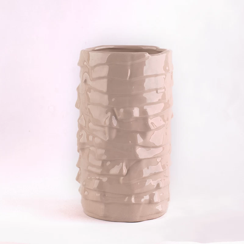 bark pattern ceramic candle holder