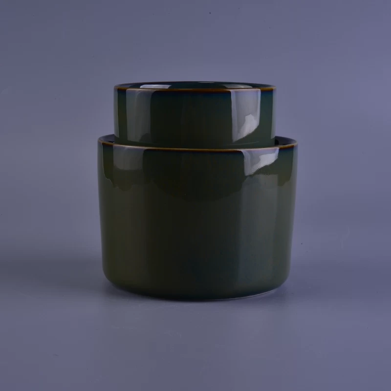 Decorative Transmutation Glazed Ceramic Candle Holder Set
