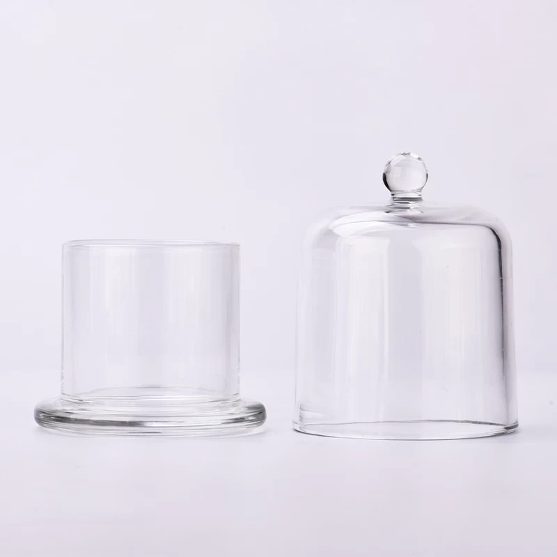 Hot sale clear glass candle holder for scented candle jars with glass lid wholesale