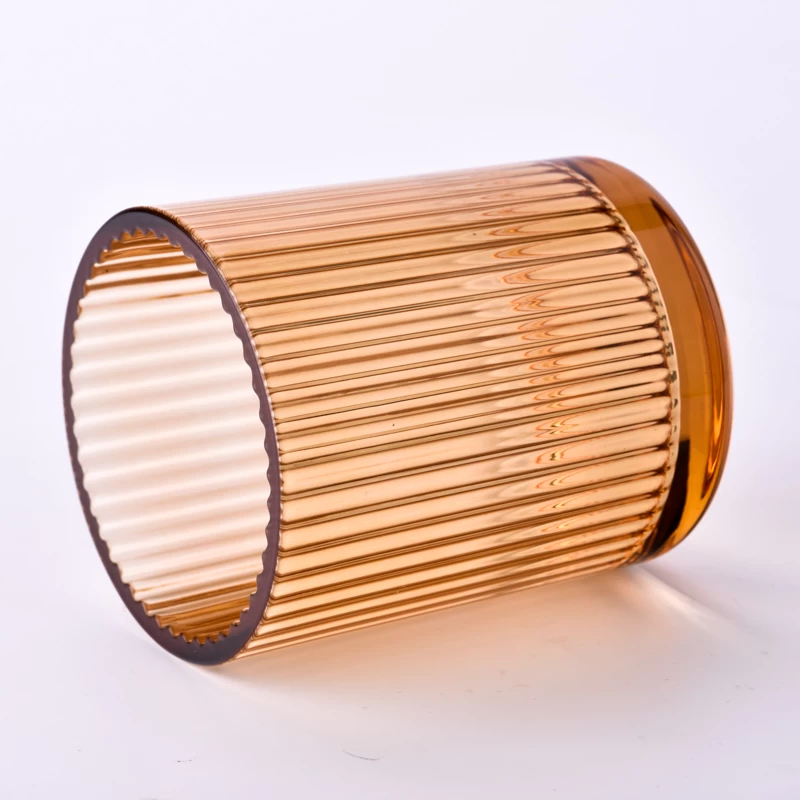  Wholesale Vertical Stripe Design Scented Glass for Candles Glass Container for Soy Wax