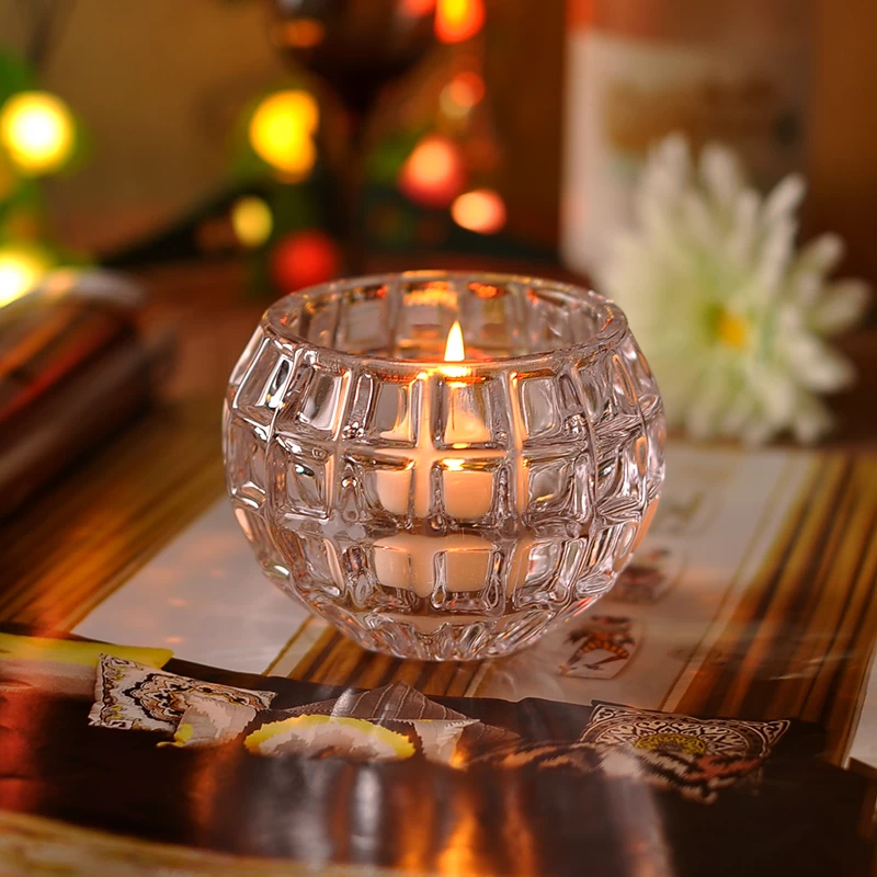 High quality clear glass candle holder