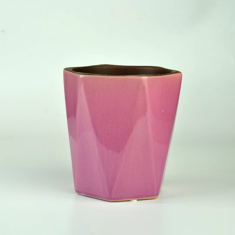 Newly hot sale glazing pink ceramic candle holder 