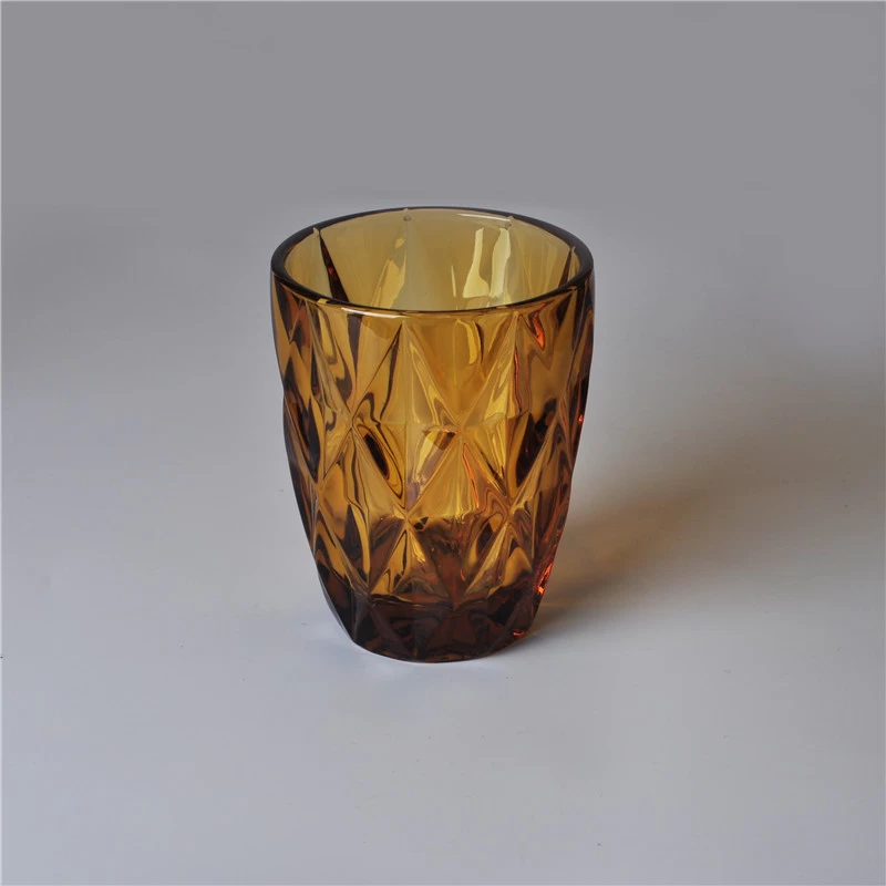 Homely new product amber color diamond design candle jar 