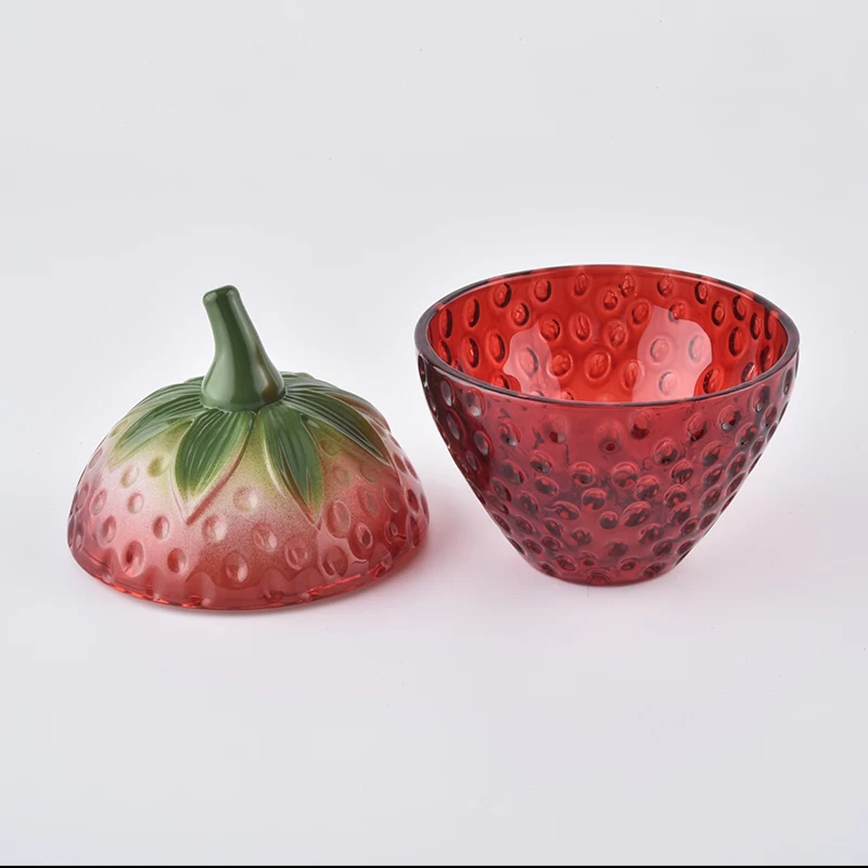Lovely strawberry shape glass candle holder wholesale 
