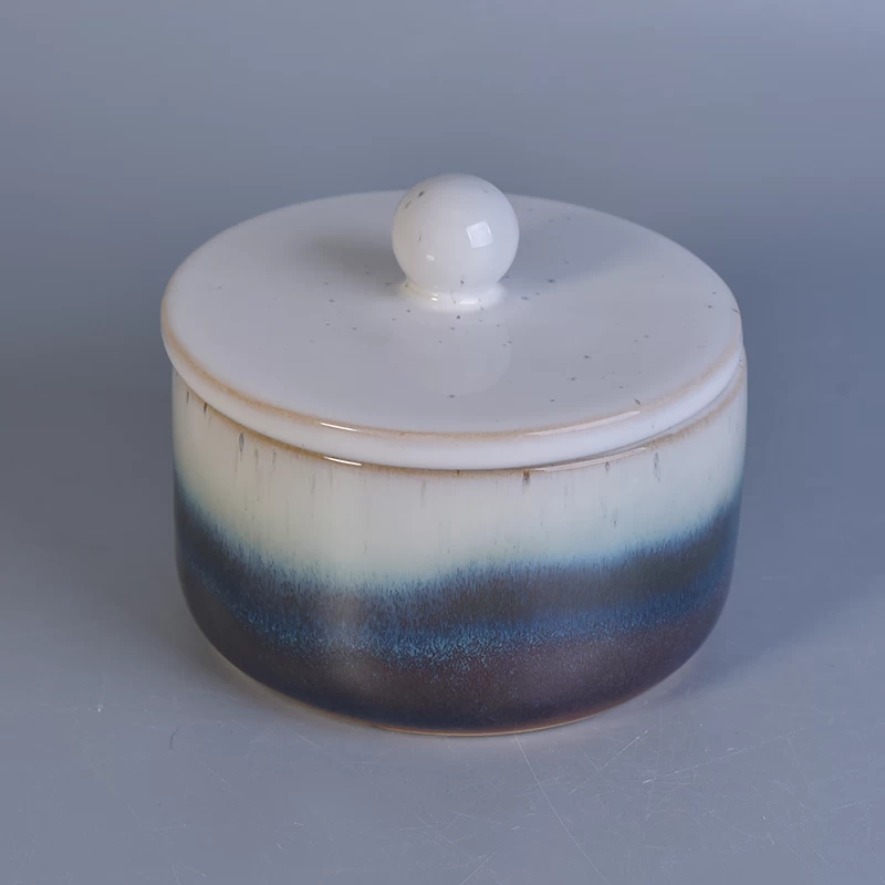 Transmutation glaze decorative ceramic candle jar with lids