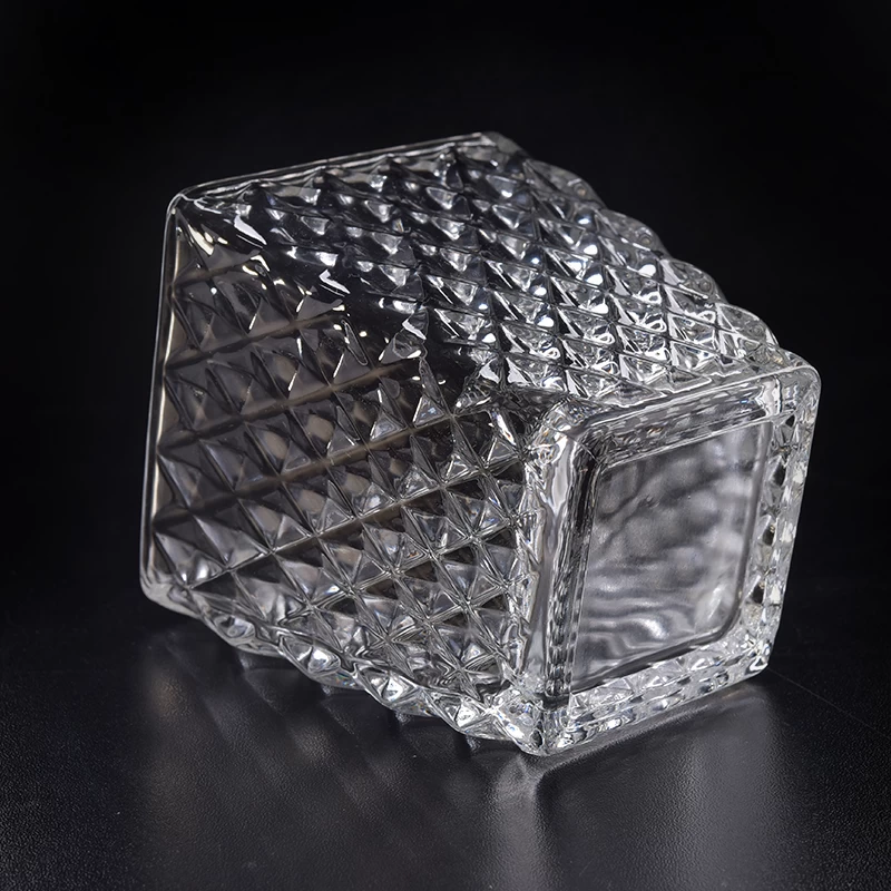 Stock 8oz square glass candle holder wholesale