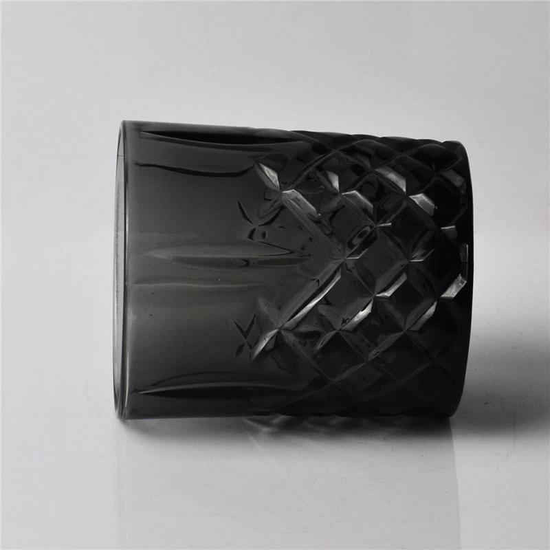 black engraving glass candle jar