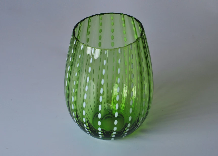 Green material handmade jar glass bowl candle holder