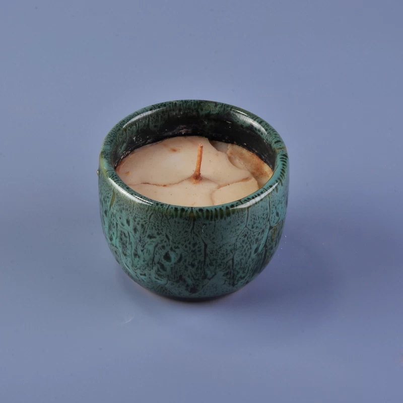 Emerald Color Handmade Ceramic Candle Jar China