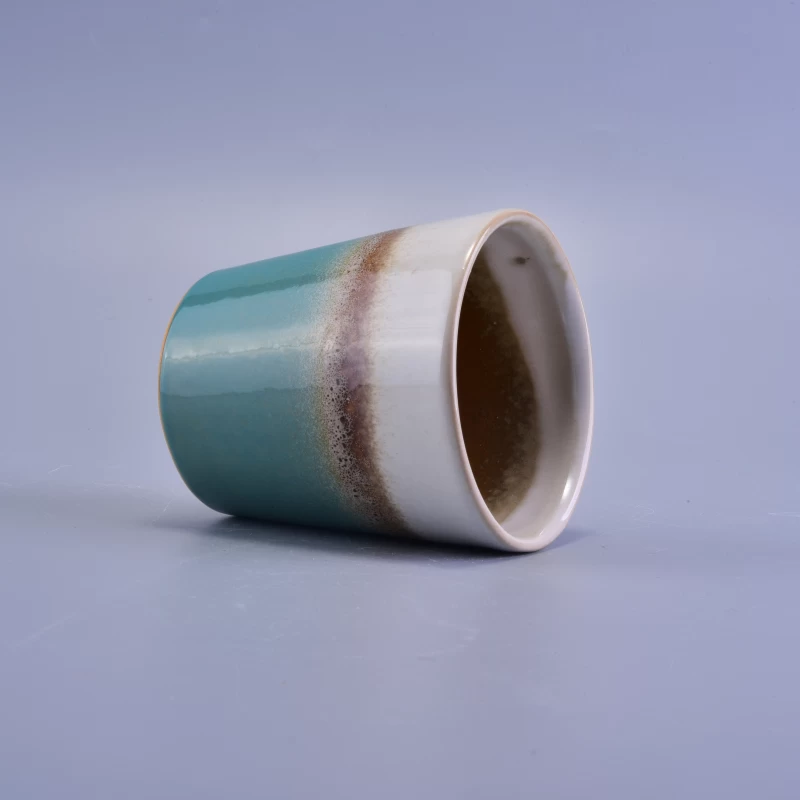 100ml color mixed V shape ceramic votive candle jar