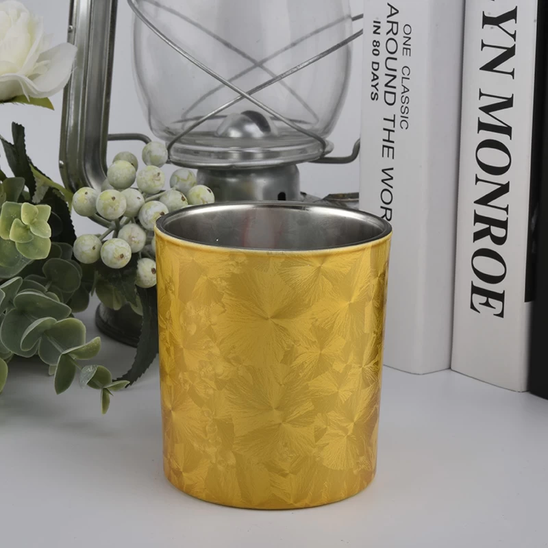 10pz golden metallic glass candle holders