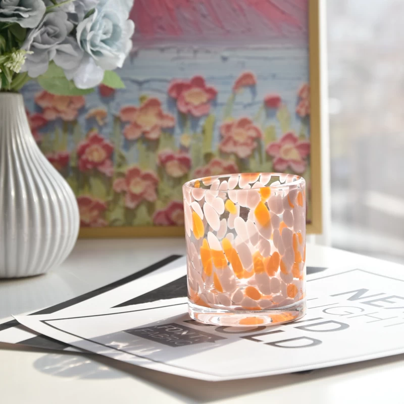 200ml hand blown colorful glass candle vessel