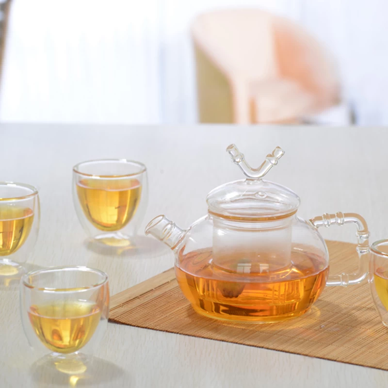 Promotional Gift Customized Heat Resistant Glass Tea Pot With Tea Filter/Infuser