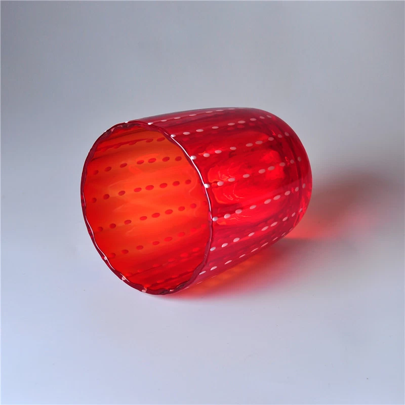 Red Mouth Blown Decorative Glass Candle Jar