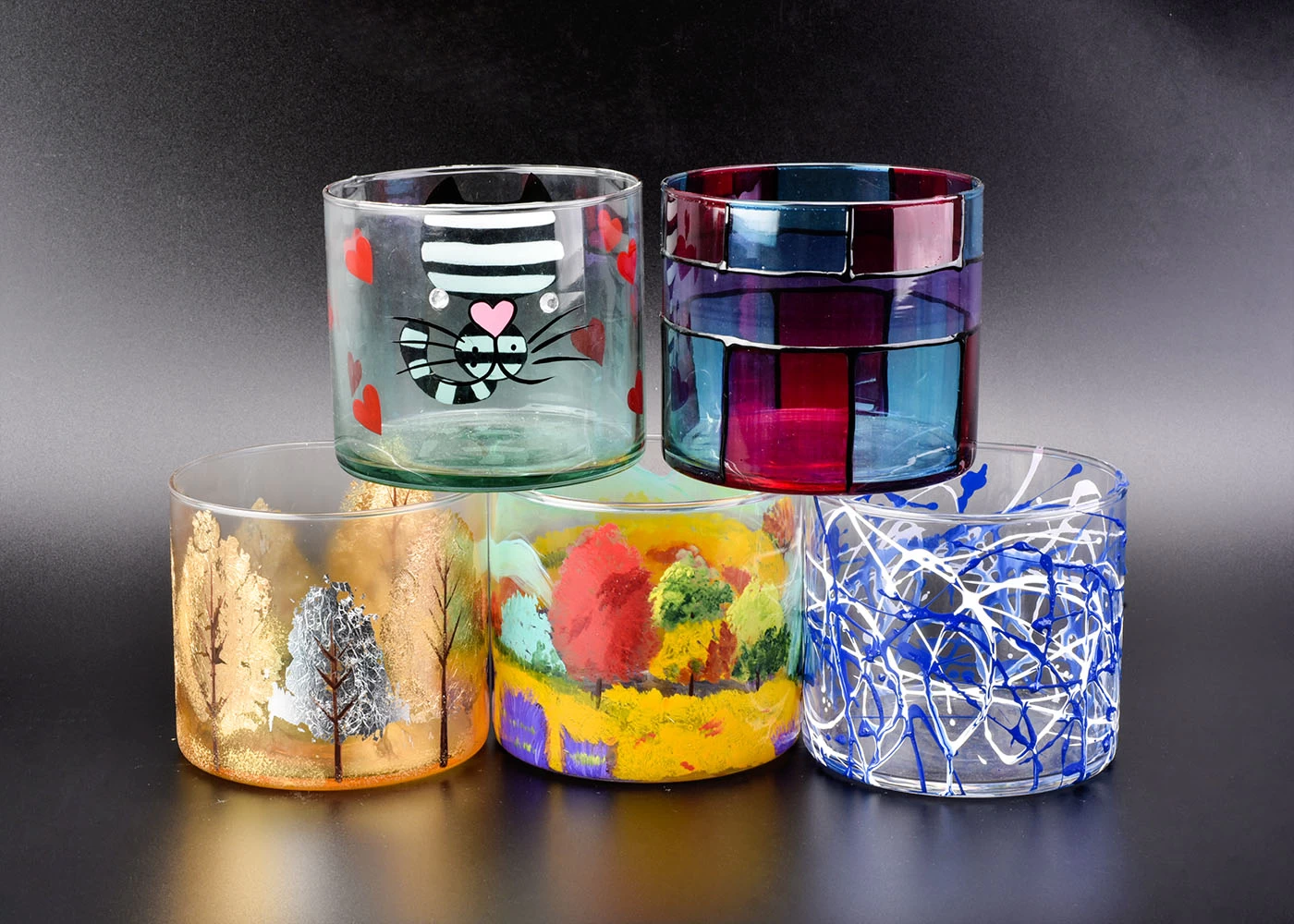 Wedding Decoration Hand-painted Glass Candle Holders