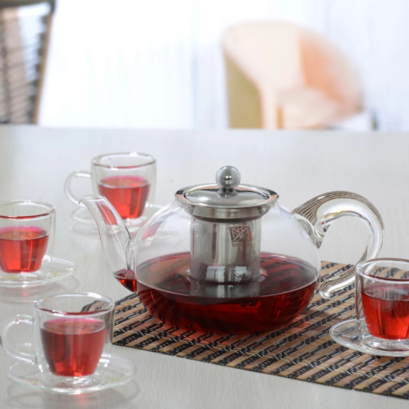 Heat resistant teaware for borosilicate glass tea pot with tea filter/infuser