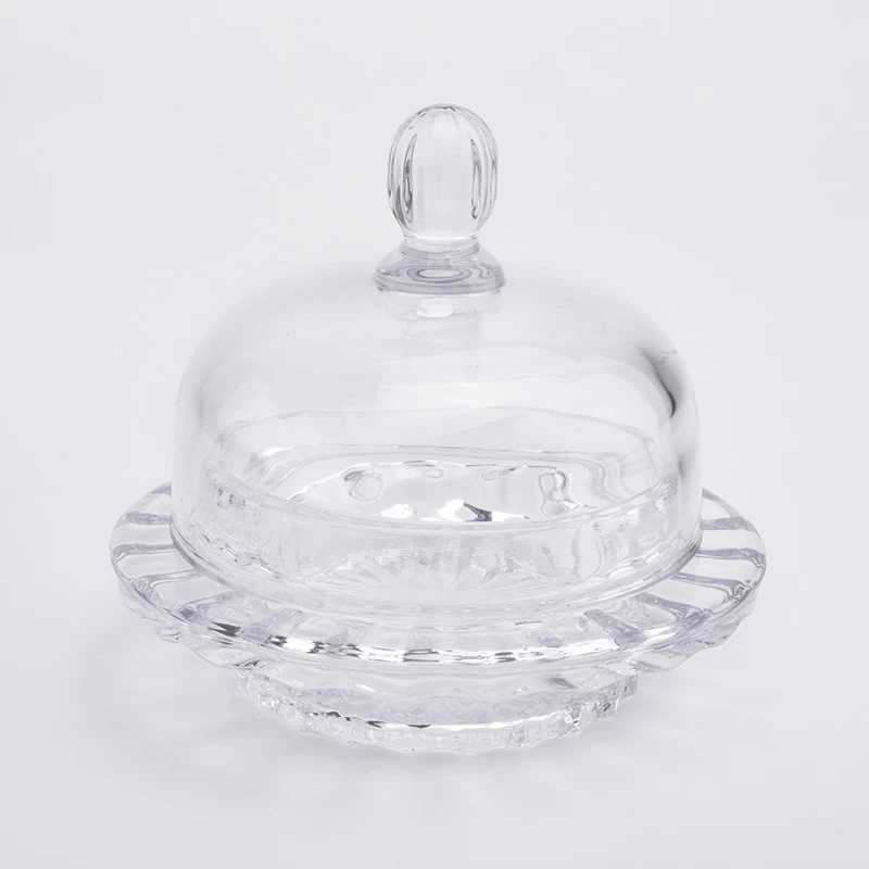 high quality clear glass candle jar with glass lid 