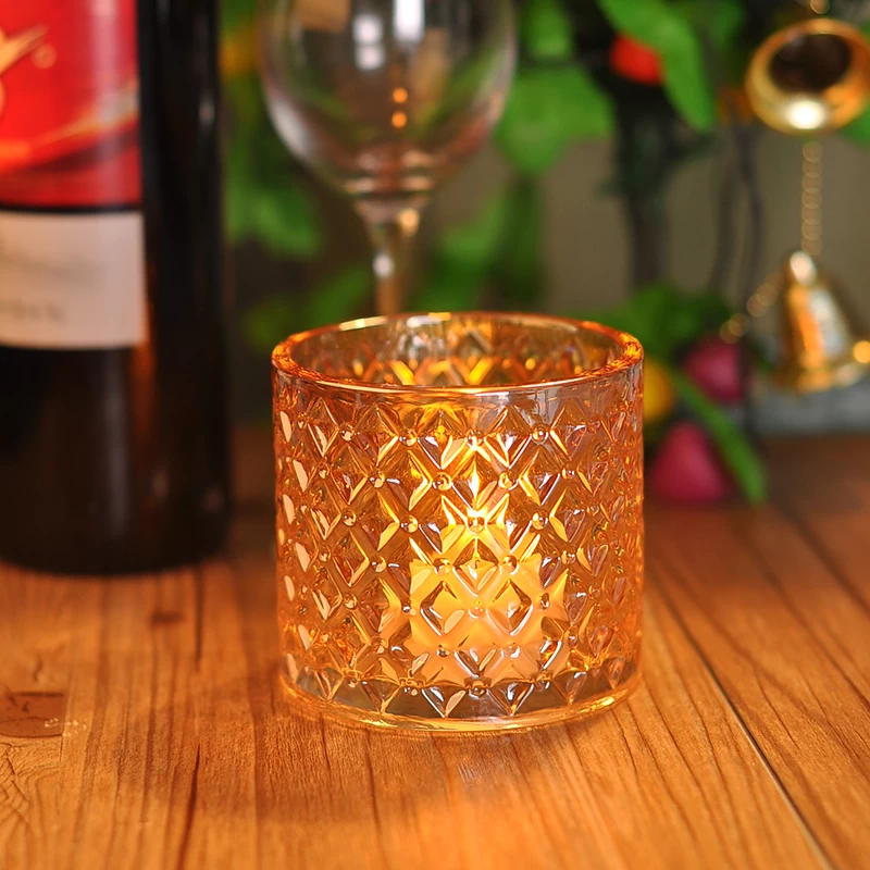 2015 New Handmade Ion Plating glass candle holder