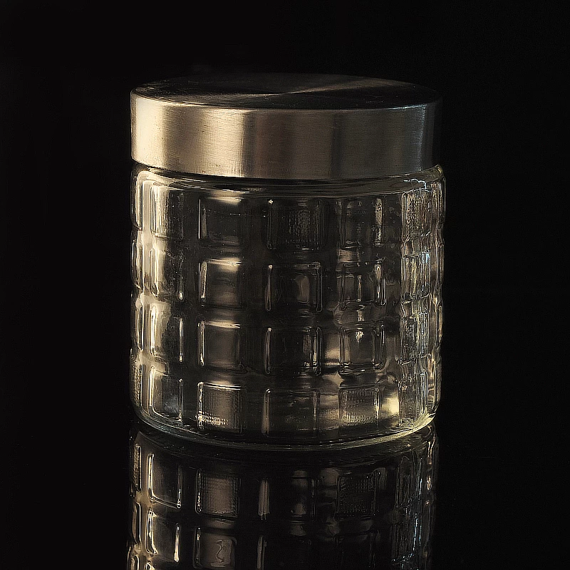 Diamond pattern straight glass jar