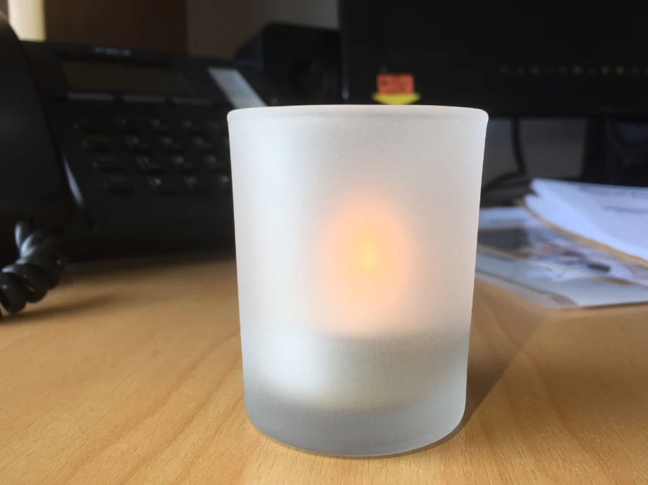 matte effect glass candle holder from Sunny Glassware.
