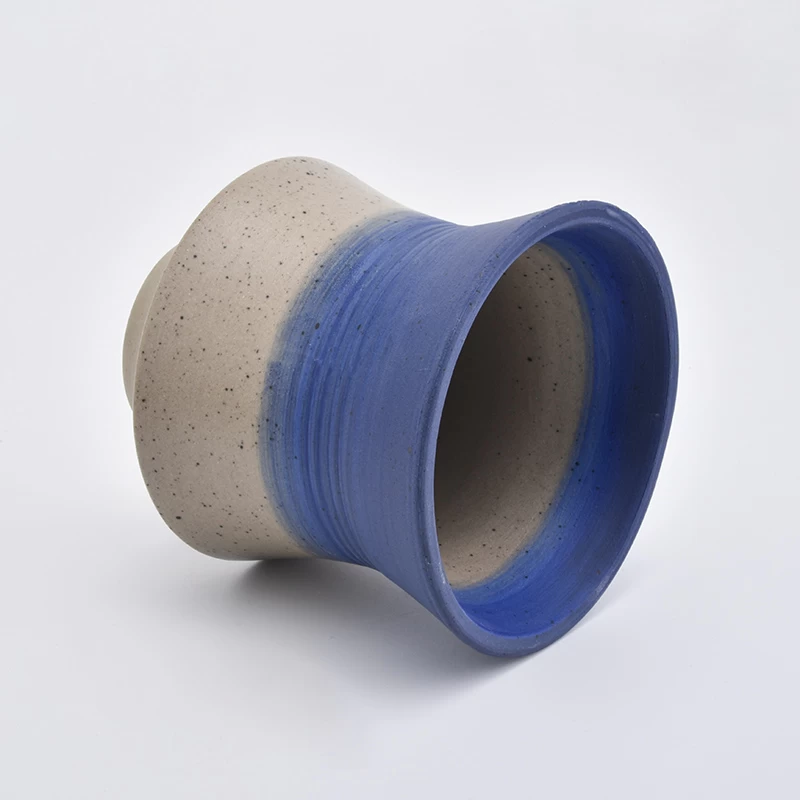 matte blue ceramic candle holders