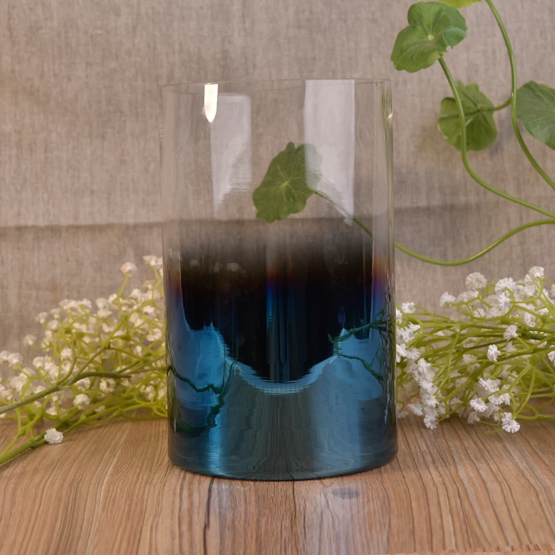 cylinder iridescence glass candle jar