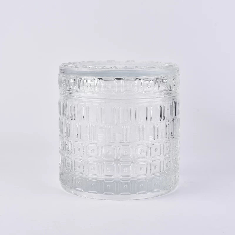 Luxury empty glass candle holder with glass lid wholesale