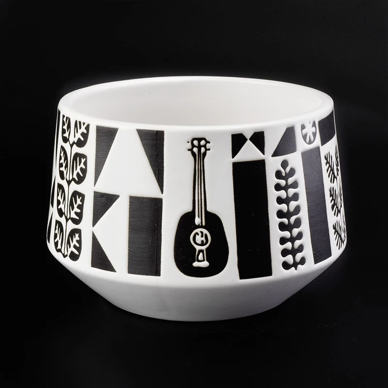 1L ceramic black guitar decorated candle jars