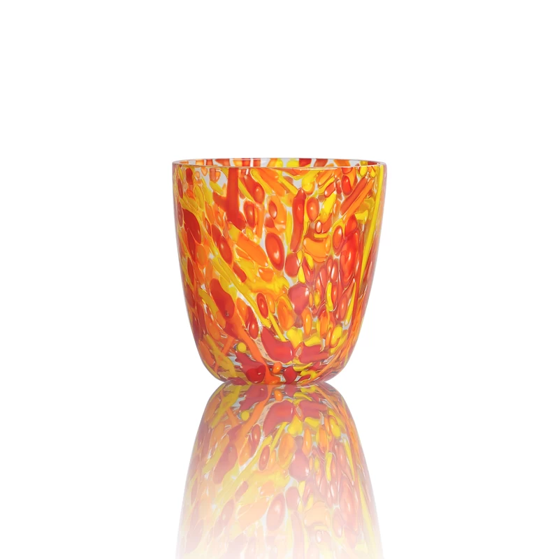 Melting pigment colorful glass candle holder