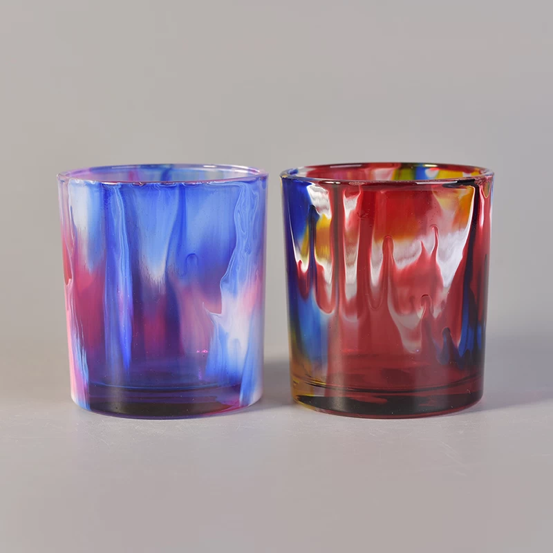 marble painted glass candle holders