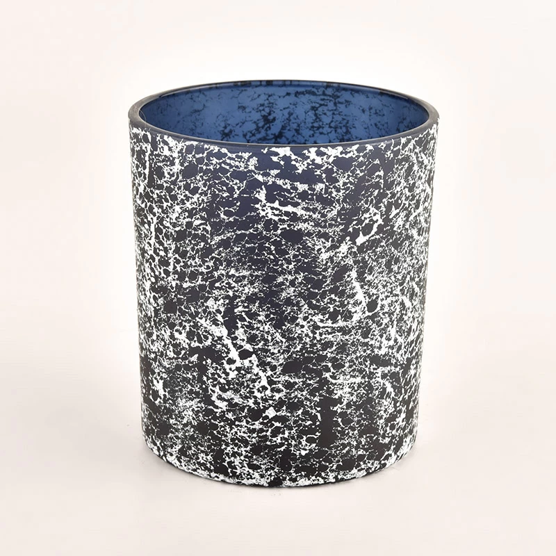 Luxury 300ml elegant black frosted glass candle jar wholesale