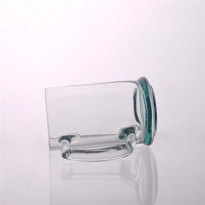 Promotion clear glass beer mug with handle