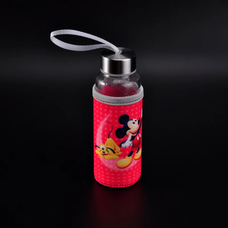 Low MOQ Mouth Blown Pyrex Glass Beer Juice Drinking Glasses With Mickey Mouse Sleeve