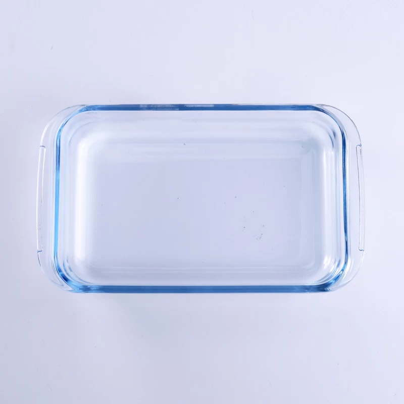 Clear Rectangle Fruit Plate Glass Dish with Handle