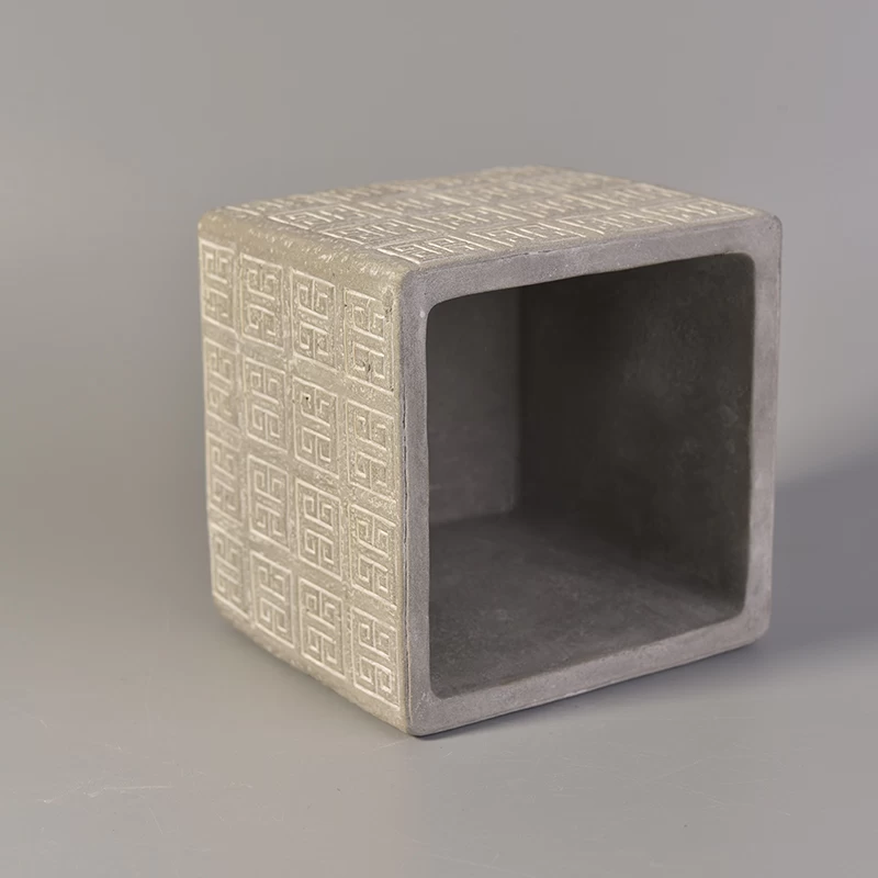 Popular home decoration square concrete candle holders