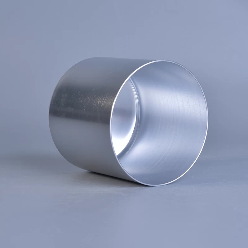 Hot popular silver aluminium cylinder metal candle jar wholesale