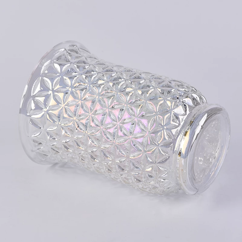 Pearl white glass hurricane candle holder for Christmas decoration