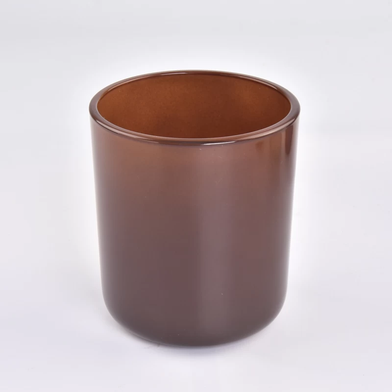 Luxury amber round bottom glass candle jars supplier