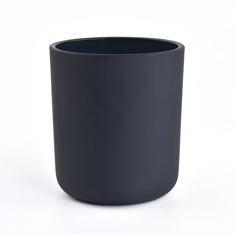 14oz wax round bottom matte black candle vessel