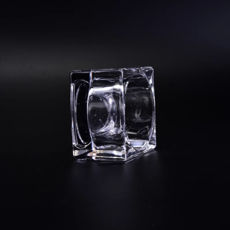 High clear square glass t-light candle jar