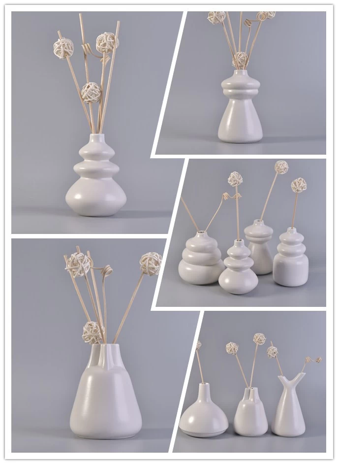 Beautiful simple white aroma ceramic reed diffuser bottles