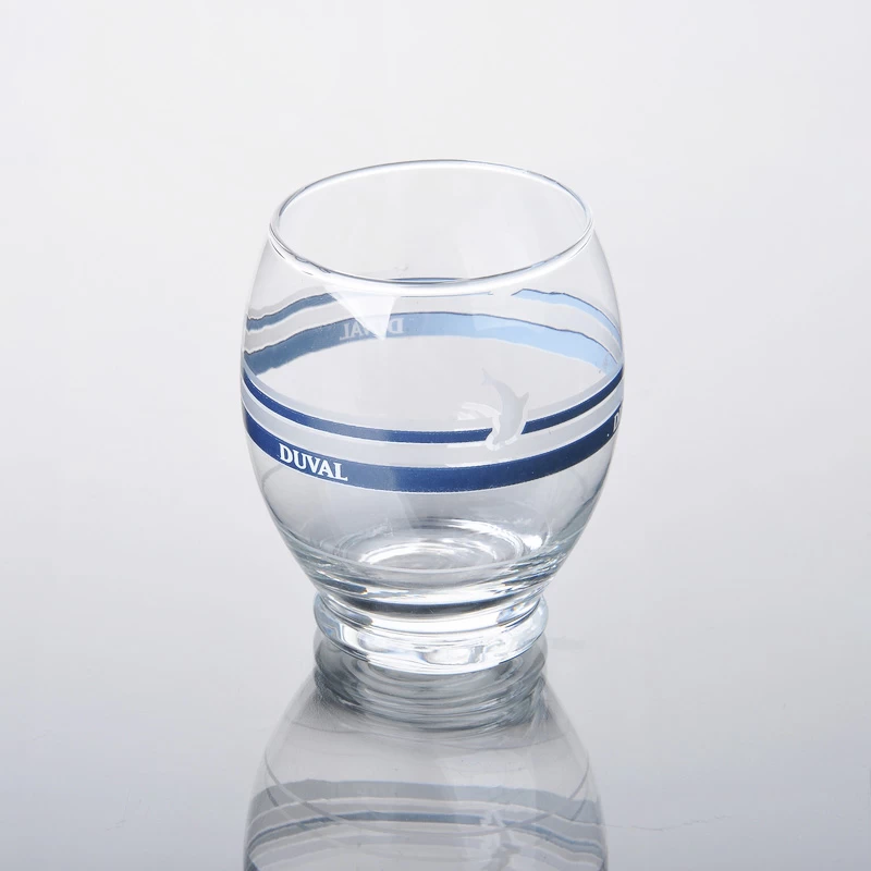 Glass cup tumbler glass with bule rim