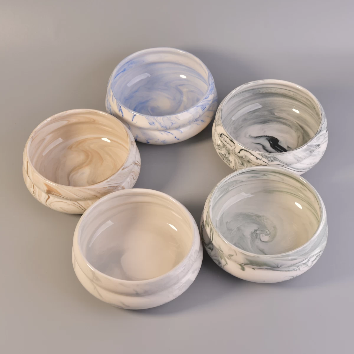 marble effect ceramic calabash jar