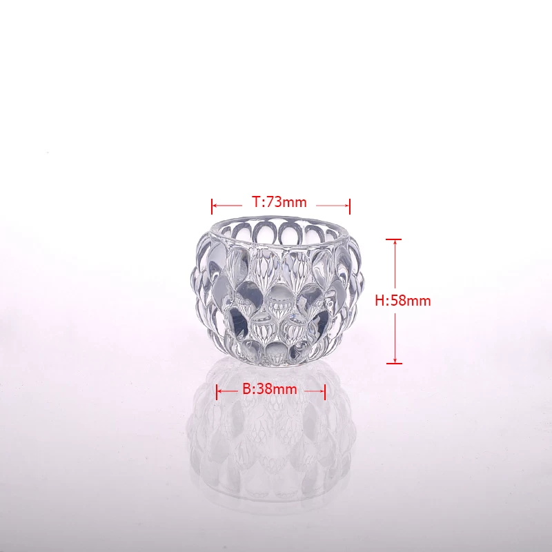 2015 New arrival engraved clear glass candle holder