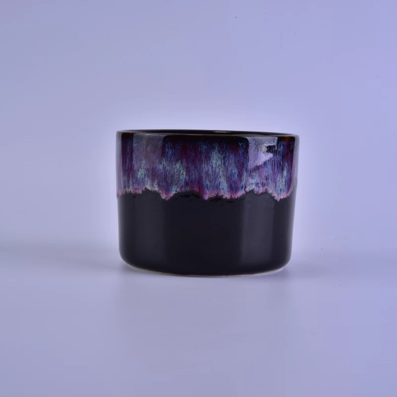 Newly colorful transmutation glaze home decor ceramic candle jar 